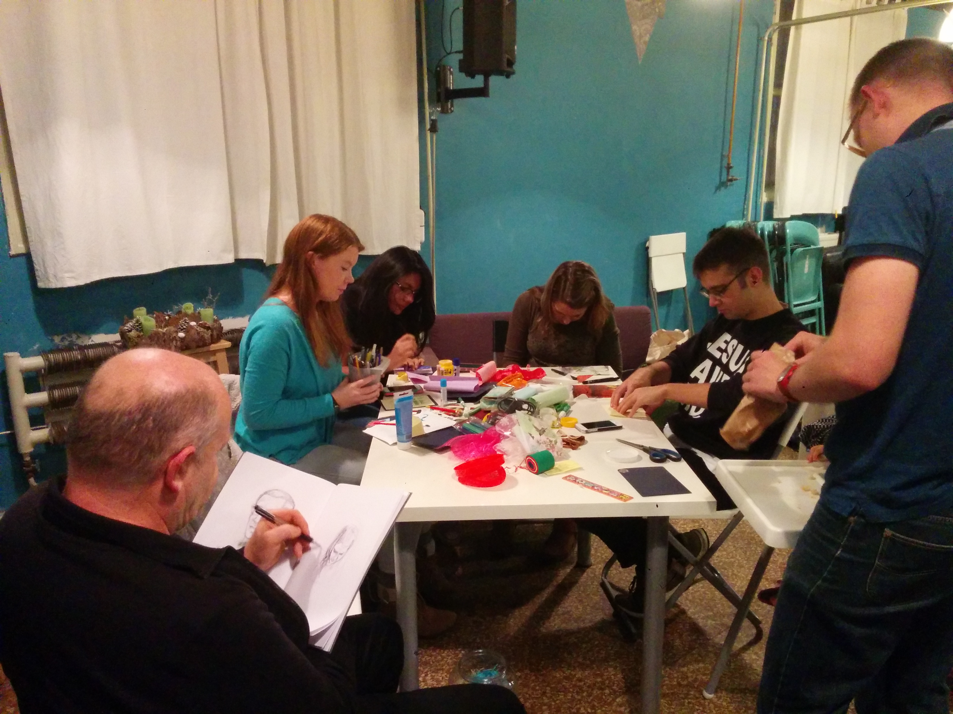 Working hard making cards